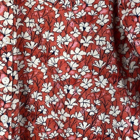 Tulip floral button-down Blouse high-low hem Womens Small - Picture 3 of 3